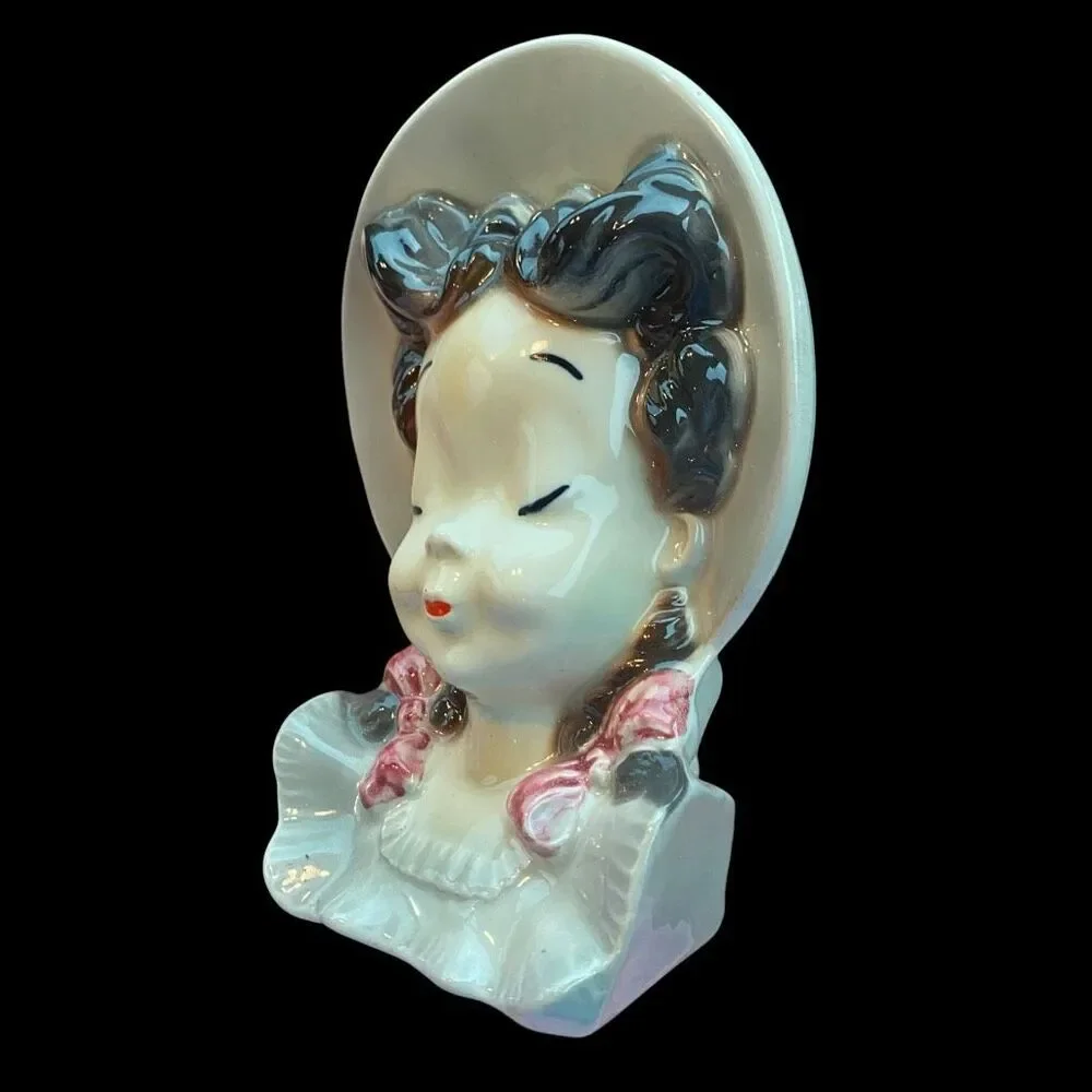 Royal Copley Wall Pocket Lady Head Planter Pug Tail Cottage Core